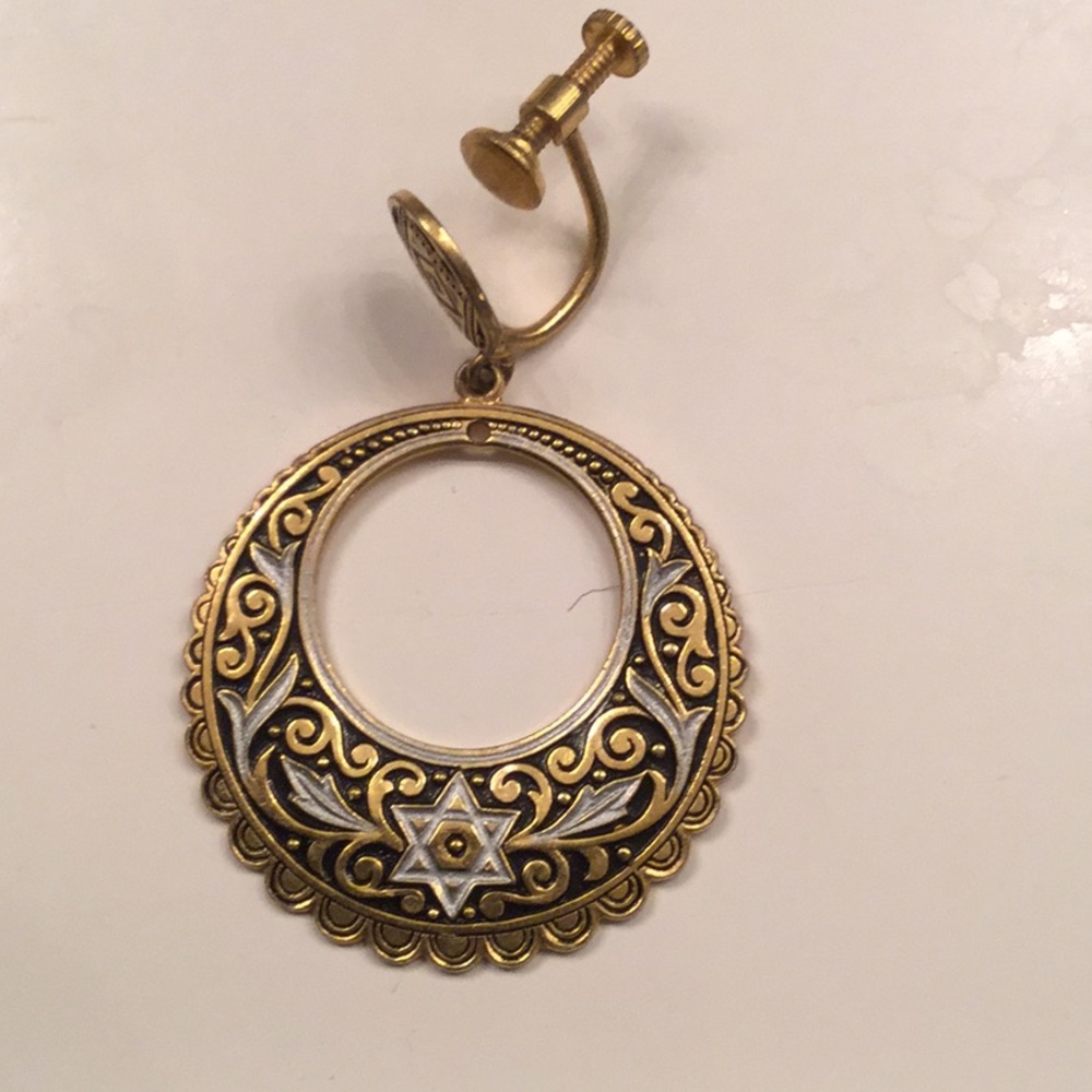 Vintage clip on earrings with Star of David design